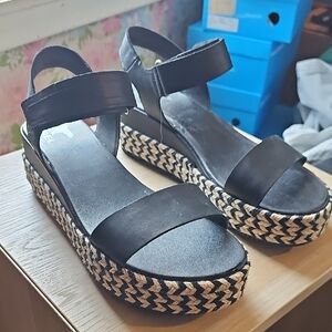 Sorel Black Platform Sandals